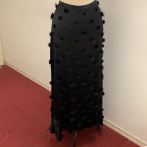 Badgley Mischka size 12 silk skirt mink fur dots